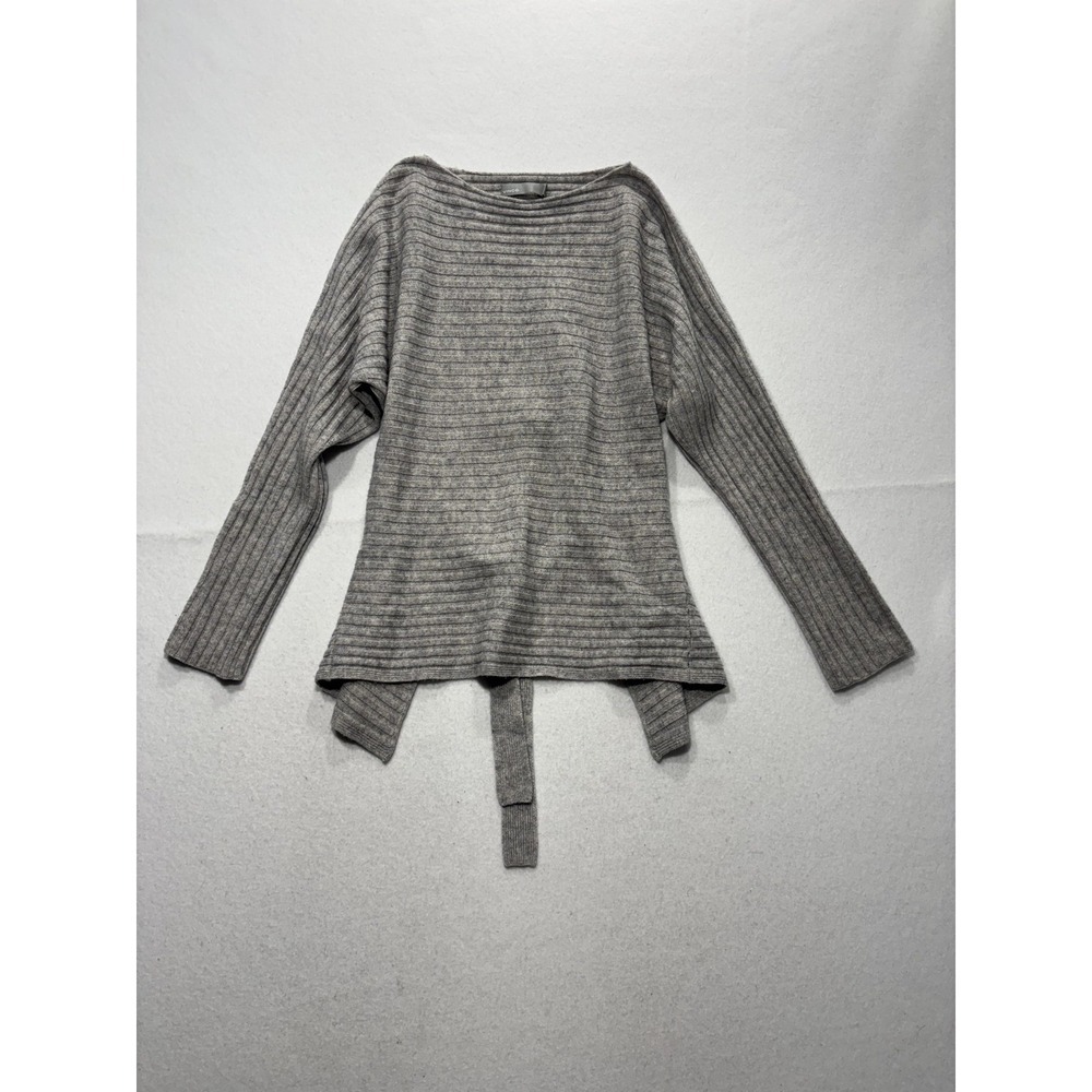 Vince Sweater Womens XS Gray Wool Cashmere Boat Neck Belted Dolman Pullover